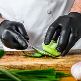 MEDFLY - 100 Black Nitrile Gloves XL Heavy Duty Gloves for Food Aesthetics Lab Black Disposable Gloves Powder Free Nitrile Gloves Versatile Elastic