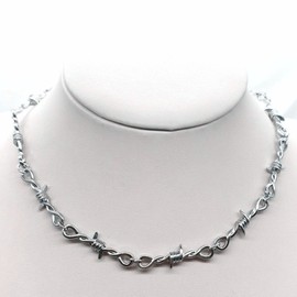 JinYu Small Punk Barbed Wire Necklace Hip Hop Thorn Choker Rock Jewelry Chain Necklace and Bracelet Set Unisex