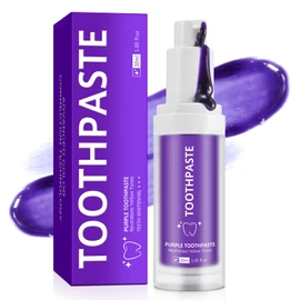 Purple Toothpaste for Teeth Whitening - Natural Purple Pigment, Neutralizes Yellow Tones, Brightens Stains, Fresh Breath, Natural Mint Flavor, Travel-Ready, 30ml (Toothpaste)