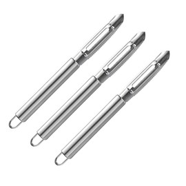 TopHomer 3 Packs Stainless Steel Paring Knife with Ergonomical Handle, Tip and Double Row Serrated Design for Easily Removing Fish Scales and Pineapple Eyes, Easy to Clean