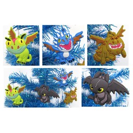 Dragon Themed 4 Piece Dragon Collection Holiday Christmas Ornament Set with Night Fury Toothless and Friends (Unique Design)