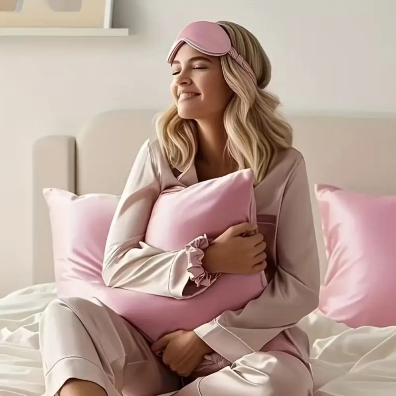Set De Gorros De Dormir De Seda Satinada Con Rizador
