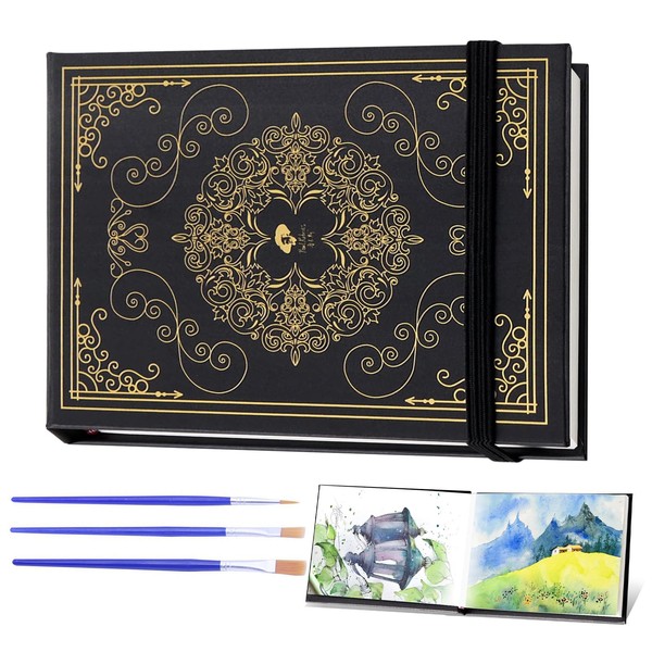 Watercolour Paper with 3 Brushes, 20 Sides/48 Pages of 300gsm