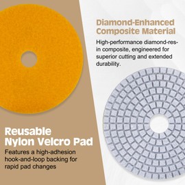 VISCOO 20 Pack 4 Inch Diamond Polishing Pads, Granite Polishing Pads Kit with 5/8''-11 Backer Pad, 50-6000 Grit Wet/Dry Polishing Pads for Marble, Concrete, Quartz, Stone, Tile with Wool Felt Pads