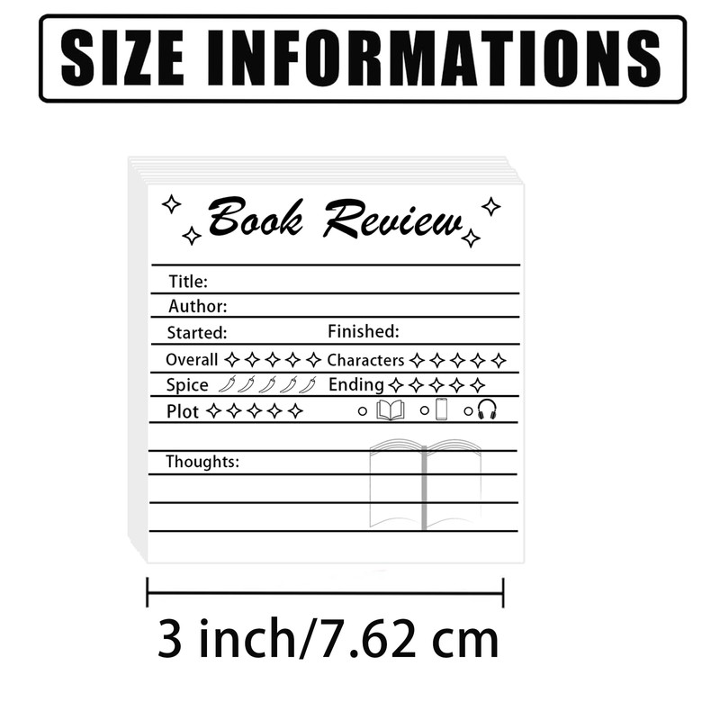 Book Review Mini Sticky Notes 6Pcs Back to School Self-Stick