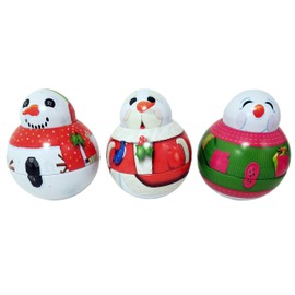 The Tin Box Company Wobble Dancing Snowmen Decorative Tins, Red/White