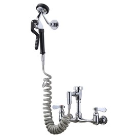 IVIGA Pet Grooming Faucet, Wall Mount 8" Centers Mixing Faucet, Brass Pet Grooming Unit with Aluminum Spray Valve, Coiled Hose, Vacuum Breaker, Lever Handles for Shower Bathroom Garden Outdoors Sink