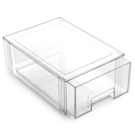 BINO | Stackable Storage Drawers, Large - Clear | THE CRATE COLLECTION | Storage Bins With Drawers | Bathroom Organizers | Under Sink Organizer | Vanity Cabinet Home Organization