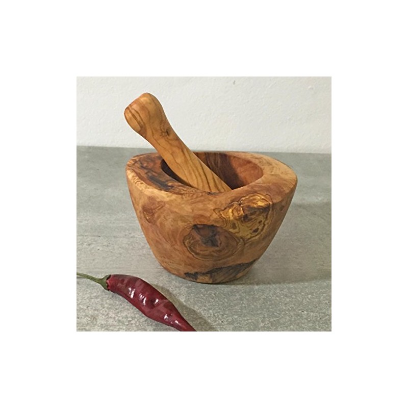 Mortar and Pestle Olive Wood LARGE/Wooden Mortar Set, rustic, handmade