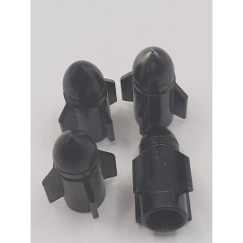 Unbranded Set of Black Rocket Tire Valve Stem Caps For Car, Standard Fitting #29