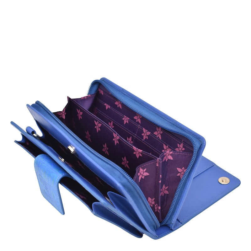 Anuschka Hand-Painted Leather, Croco Embossed Peacock, Croco Embossed Peacock, One