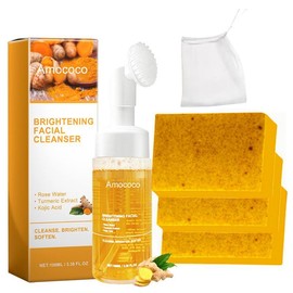Turmeric Wash and Care two PieceSet, TurmericCleansing Mousse, Turmeric SoapFacial Cleansing Skincare FacialCleansing Cleanser Facial Wash Comfort:_2*soap+cleansing mousse