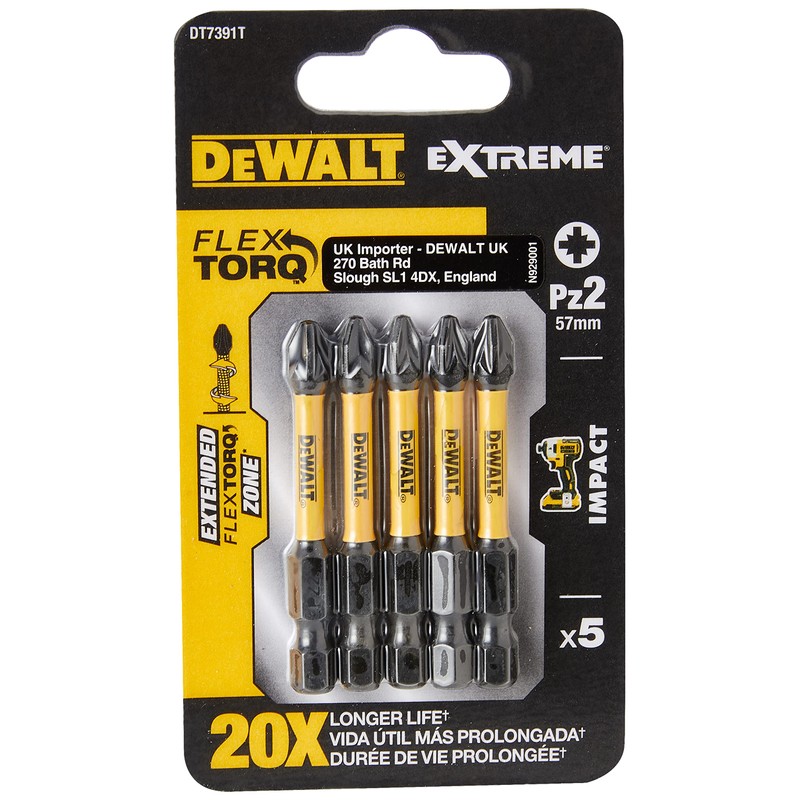 Dewalt DT7391T-QZ Impact Torsion Driver Bits, 57mm x 6mm, 5
