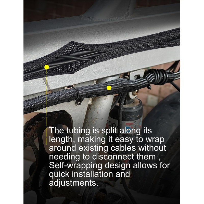 ZEMAN Semi-Rigid Wrappable Split Woven Sleeving Cord Protector Tubing, Self-Wrapping
