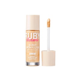 Ruby Kisses Glowy Skin Filter Foundation - All-in-1 Primer, Skin Tint & Highlighter, Hydrating Light Coverage with Squalane, Natural Dewy Finish, Luminous & Radiant Glow (Light)