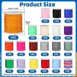 Glarks 20 Rolls Nylon String for Bracelets, 440 Yards Chinese Knotting Cord Beading Thread Kumihimo Macrame Nylon Cord Wind Chime Blinds String for Jewelry Making Necklaces Friendship Bracelets