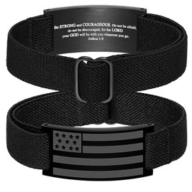 GLEZZA Joshua 1 9 Bracelets for Boy Men American Flag Cross Inspirational Motivational Bracelet Bible Verse Christmas Birthday Easter Jewelry Gifts for Son Boyfriend Husband