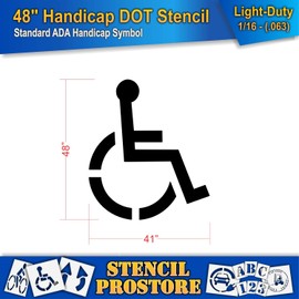 Pavement Stencils - 48 inch - Handicap - ADA Stencil - 48" x 41" x 1/16" (63 mil) - Light-Duty