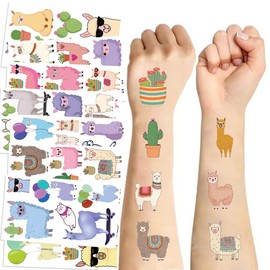 20sheet(120+patterns) Alpaca Temporary Tattoos,Mexican Themed Fiesta Cactus Birthday Party Decorations Supplies Favors Cute Bolivian Peru Alpaca Tattoo Stickers Gifts For Kids School Prizes Carniva