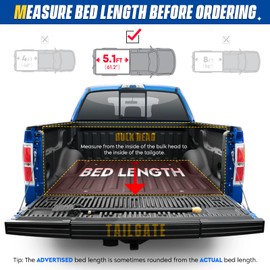 Soft Roll-up Truck Bed Tonneau Cover for Chevy Colorado 2004-2012, GMC Canyon 2004-2012, Isuzu i-350 2006, i-370 2007-2008, Fleetside 5.1 ft 61.2 in Bed