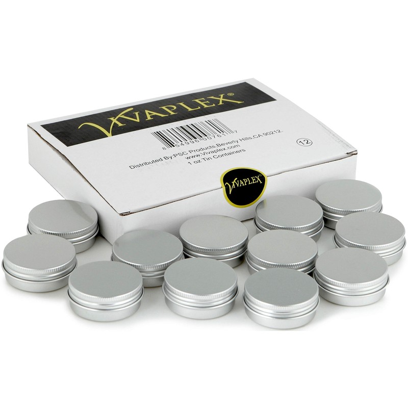 Vivaplex, 12, Aluminum, 1 oz Tin Jars with Lids