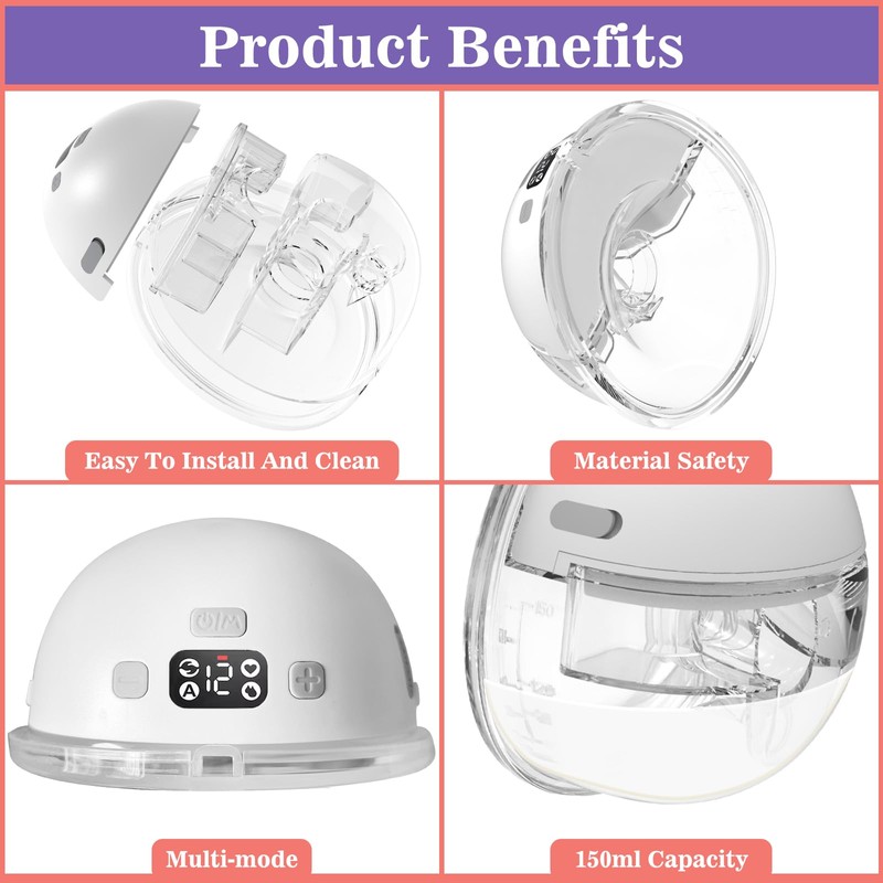 Milchpumpe Elektrisch mit 4 Modi, 2 Milchpumpe Handsfree, Breast Pump