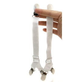1 Pair of Adjustable Elastic Bottom Clip Y-Style Suspenders, with Metal Clasp (White)