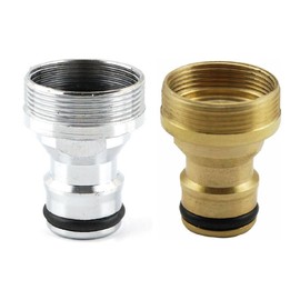 CRLLDPM Pack of 2 Universal Tap Connector, Hose Adapter, Tap Adapter, Hose Coupling, Quick Coupling Garden Hose Connector, for Mixer Tap (Gold and Silver)