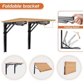 Ultrawall 24 inch Black Sturdy Folding Shelf Brackets, Heavy Duty Adjustable Steel Wall Mounted Collapsible Shelf Bracket, Max Load 550lb