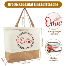Tarklanda Jute Bag Grandma Gift, Shopper Bag Women's Fabric Bag, Large Shopping Bag, Cotton Bag as Birthday Gift, Gift for Grandma for Birthday, Mother's Day