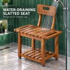 23.4 Inch Acacia Wood Shower Chair with Removable Backrest, 450