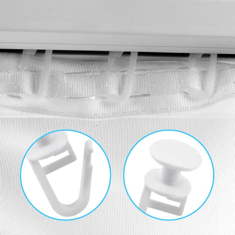 Plastic White Curtain Hooks - 50 Pcs Track Gliders for