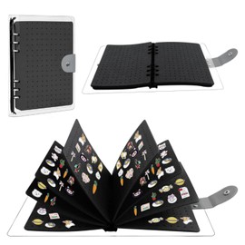 Wzenclave Enamel Pin Display Book, 8-Page Pin Collection Album with Travel Bag - Brooch Pin Case for Stylish Storage (Black)