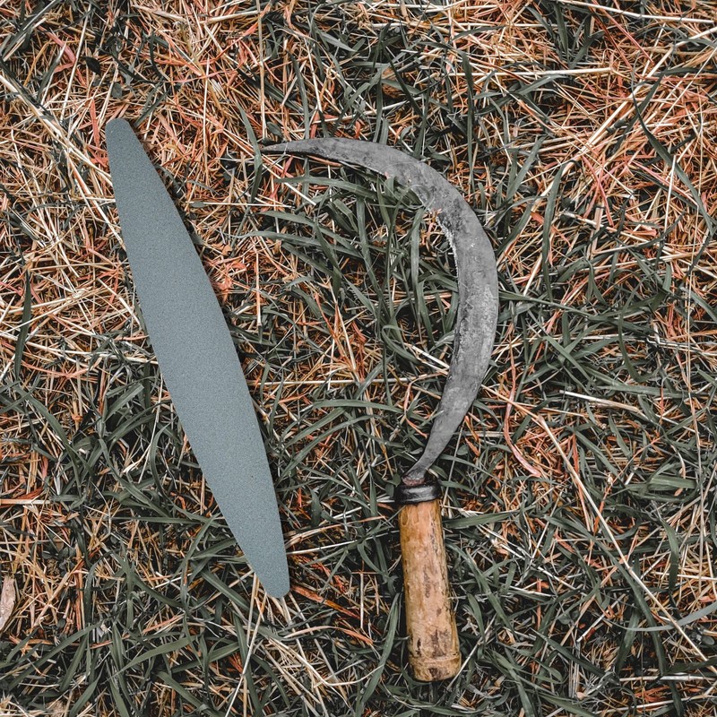 Scythe Whetstone 225 mm Oval Whetstone for Scythe, Lawn Mower,