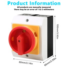Main Switch Circuit Breaker 25A: 4-Pin Main Switch in Housing, IP65 Main Switch with Plastic Housing, Rotary Switch for Connecting Switches and Disconnecting Small Circuits