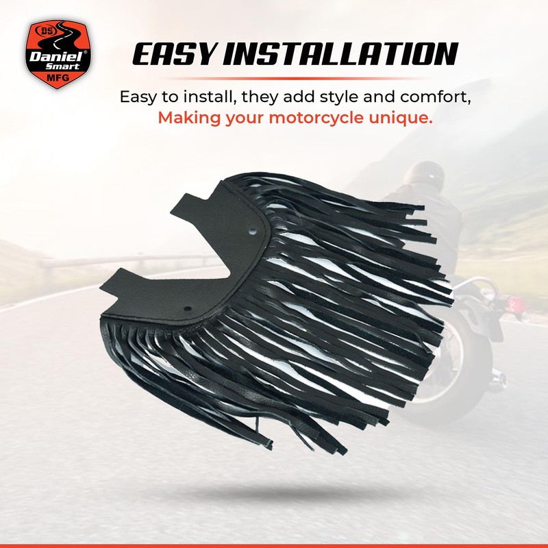 Daniel Smart Motorcycle Leather Floorboard with Fringe Durable Universal Biker