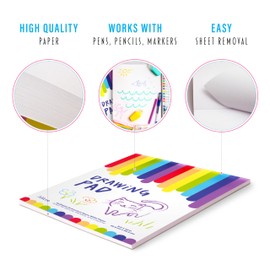 Alitte Drawing Pad for Kids - 3-Pack (9x12) Drawing Paper with Easy-Tear Pages - 50 Sheets - Kids Art Supplies | Sketch Pad for Drawing & Coloring - Suitable for Children and Toddlers