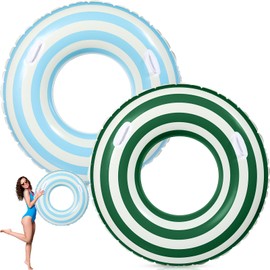Gemscream 2 Pcs Large Adult Size Pool Ring Floats Swim Ring with Handles 47. 24 Inch Inflatable Swimming Pool Floats Tubes for Adults Teens for Beach Summer Lounger Party(Blue,Green)