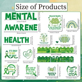 Wxiben Mental Health Classroom Decor - Mental Health Awareness Bulletin Board Decorations, Positive Inspirational Motivational Sayings Cutouts Bulletin Board Set, School Office Wall Decorations