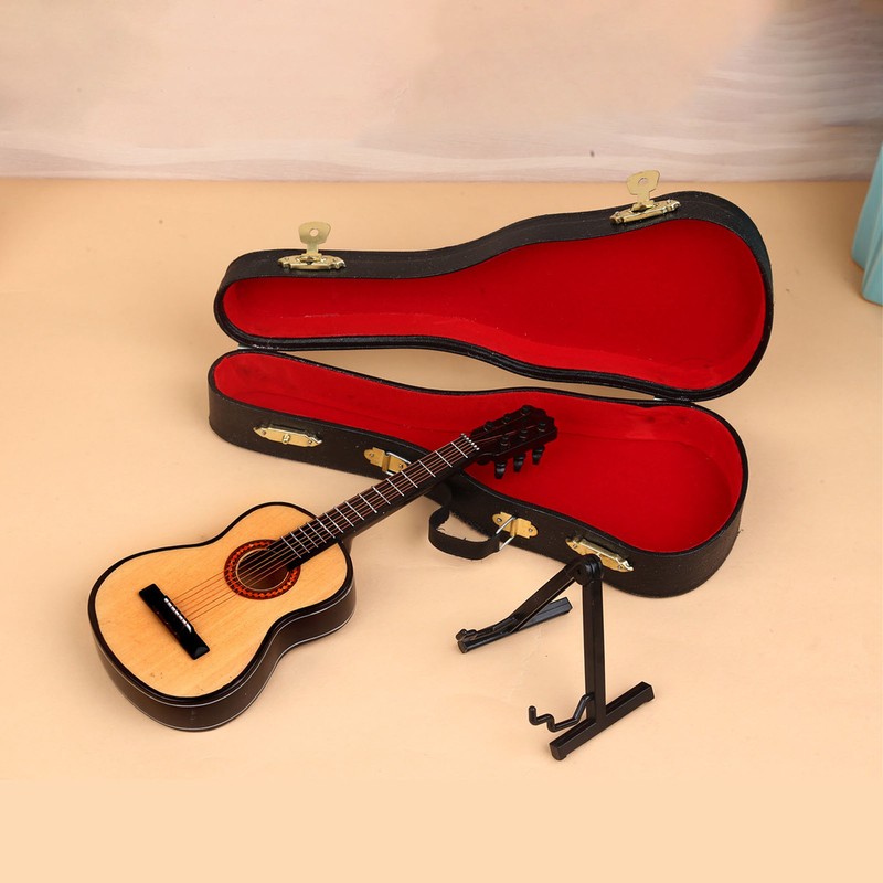 Guitar Model Lifelike Decorative Wooden Miniature Guitar Ornament for Christmas