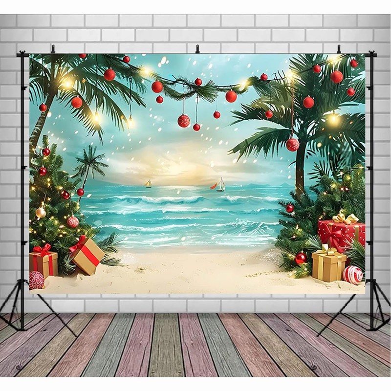 Beach Christmas Tree Backdrop Photography Summer Beach Christmas Tree Decoration
