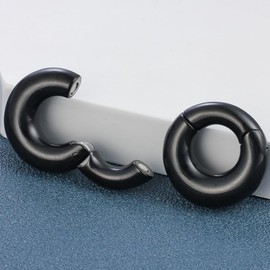 Weight 40g/1.41oz LADEMAYH Plain Round Heavy Weights for Stretched Ear Earlobe Gauges, Fit for 0g(8mm) to 1"(25mm) Anti-allergic Stainless Steel Hanger Piercing Earrings for Women & Mens Black