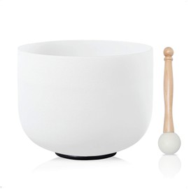 CVNC 440HZ 8 Inch C Note Root Chakra Frosted Quartz Crystal Singing Bowl with Mallet and O-ring for Sound Healing Meditation
