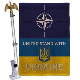 Ukraine Flag NATO Stand with Ukraine Burlap House Flag-Eagle Set Support Cause Ukrainian Decoration Banner Small Garden Yard Gift Double-Sided, Made in USA
