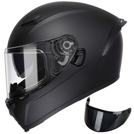 TRIANGLE FF351 Motorcycle Helmet for Street Bike, Black, DOT Approved