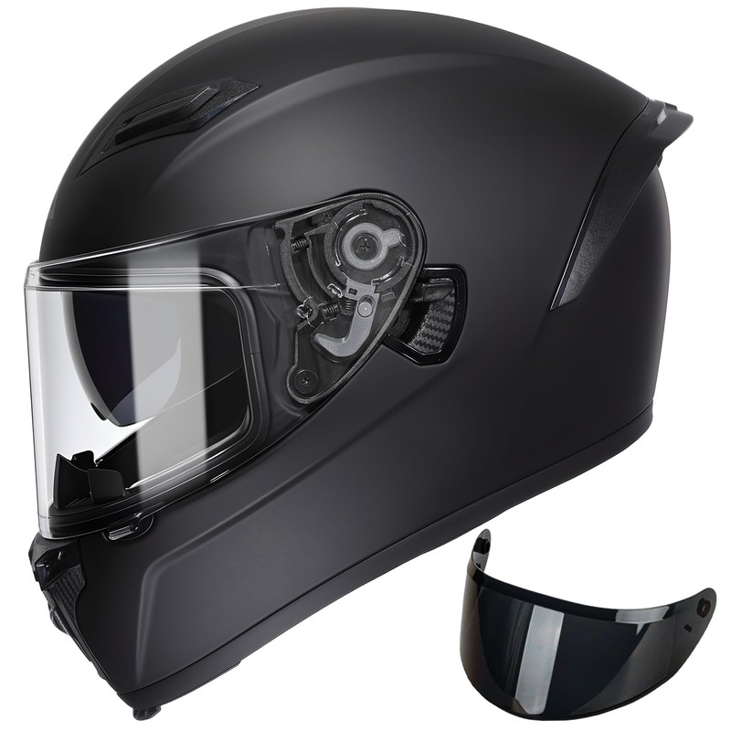 TRIANGLE FF351 Motorcycle Helmet for Street Bike, Black, DOT Approved