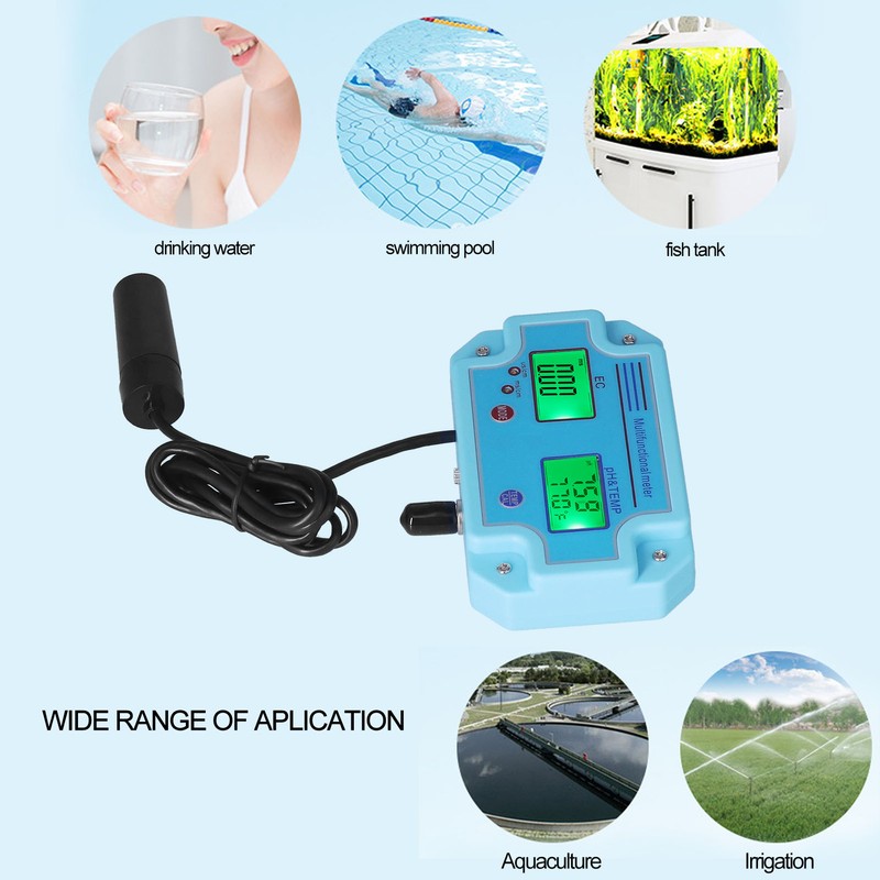PH EC Temperature Meter DC 6V High Accuracy Portable LCD