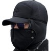 Winter 3-in-1 Bomber Hat with Face Mask, Earflap Protection, Black