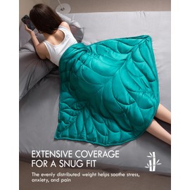 Kaisa Weighted Blanket for Adults 7lbs 41'' x 53'', Cooling Weighted Lap Blanket Throw Leaf Pattern for Travel, Cool Blanket for Bedroom, Sofa, Machine Washable, Green