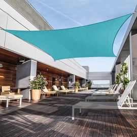 AwnPro 2' x 9' Shade Sails 180GSM Rectangular Shade Sails Sun Rays Blocking Patio Garden Outdoor Facilities Turquoise